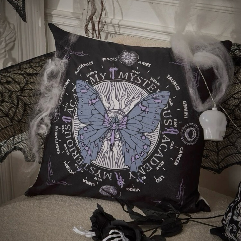 Goth Core Grunge Core Butterfly Horoscope Print Pillow Cover